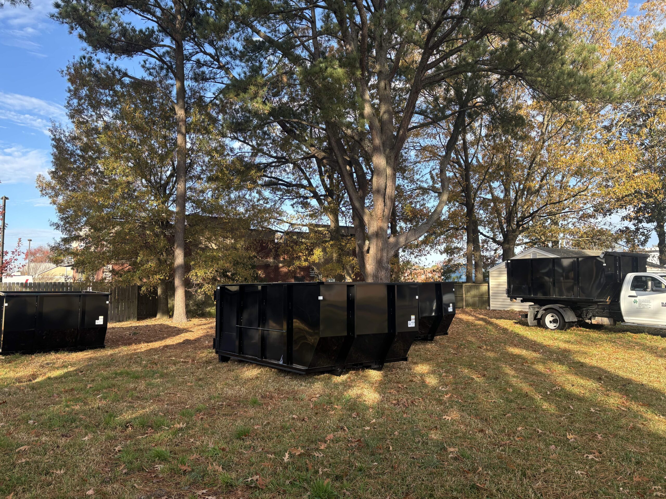 15-yard dumpsters outside a home on Virginia Beach.