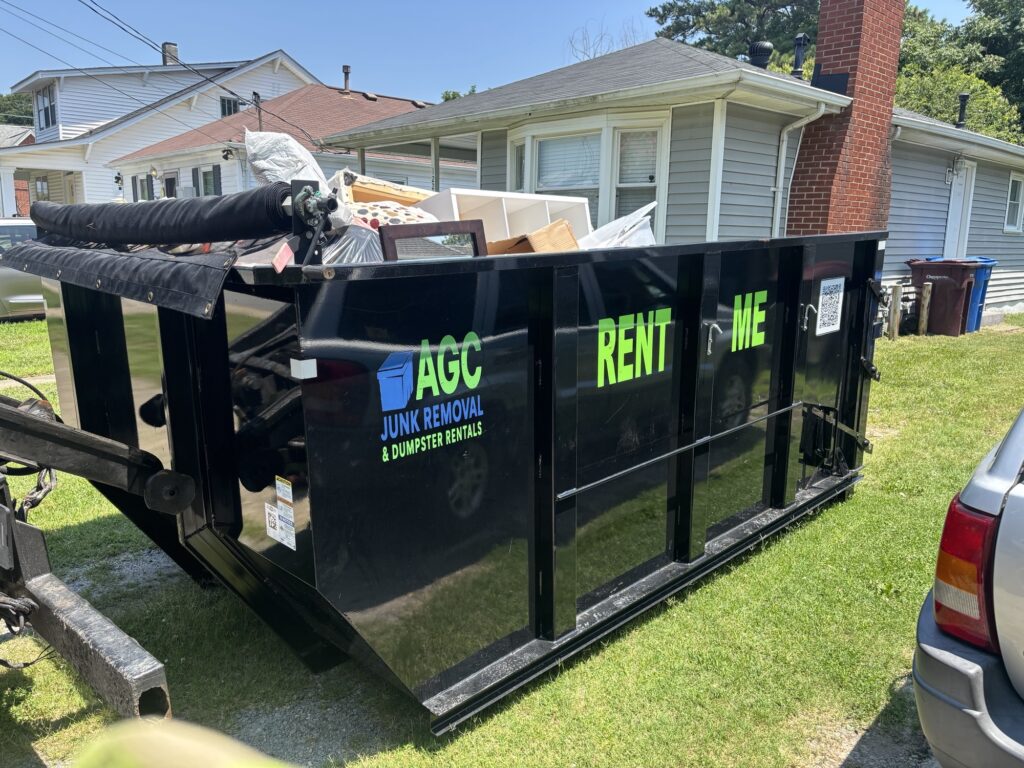 AGC dumpster rental park safely on driveway