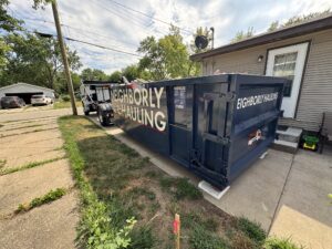 21 yard dumpster rental placed in residential driveway in Grand Rapids