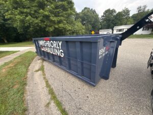 17-yard dumpster positioned on residential street in Kent County MI