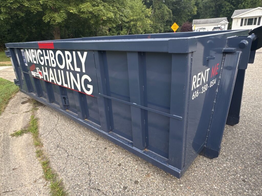 17-yard dumpster positioned on residential street in Kent County MI